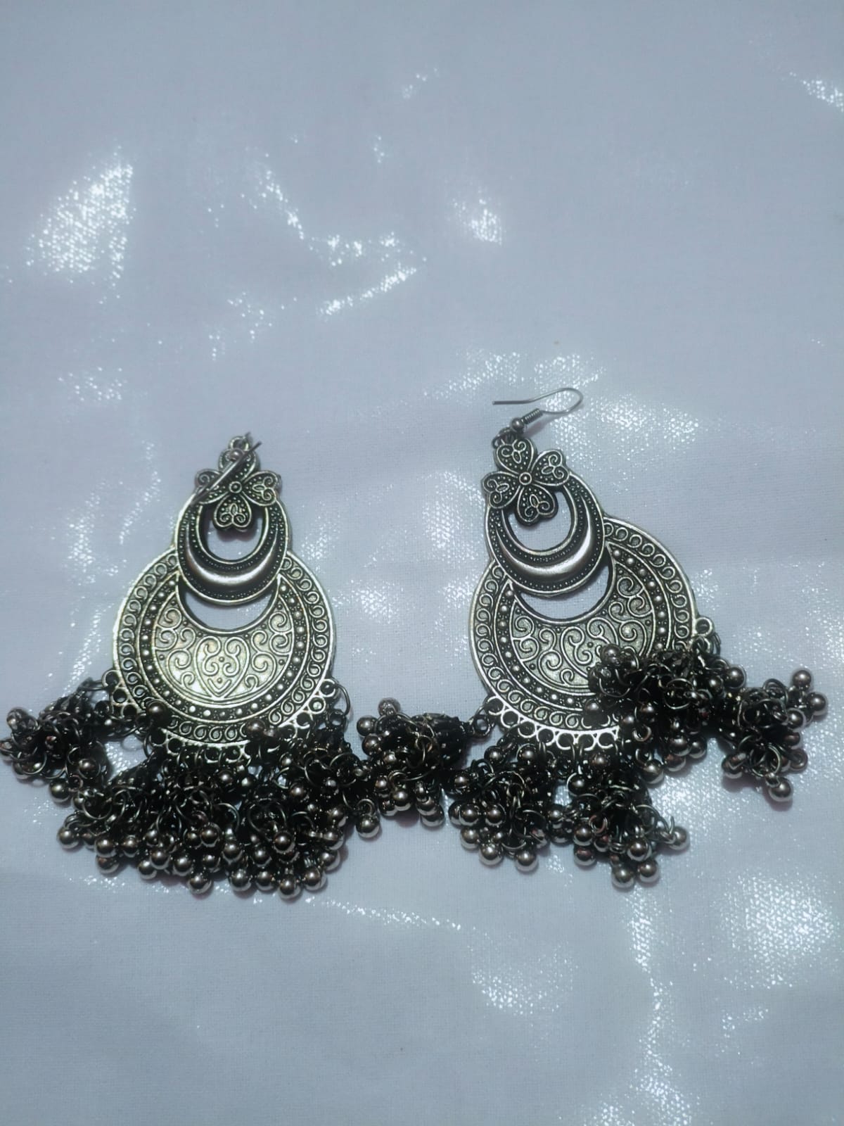 Oxidised earring design for beauties