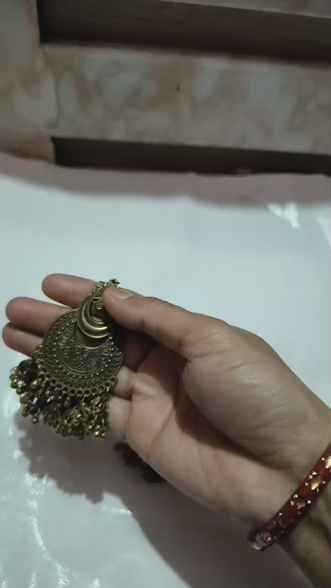 Oxidised earring design for beauties