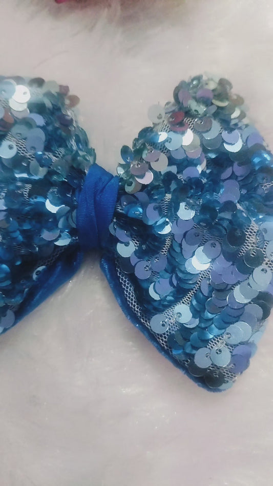 Shiny 💙 💙 Sequin Medium Hair Bow