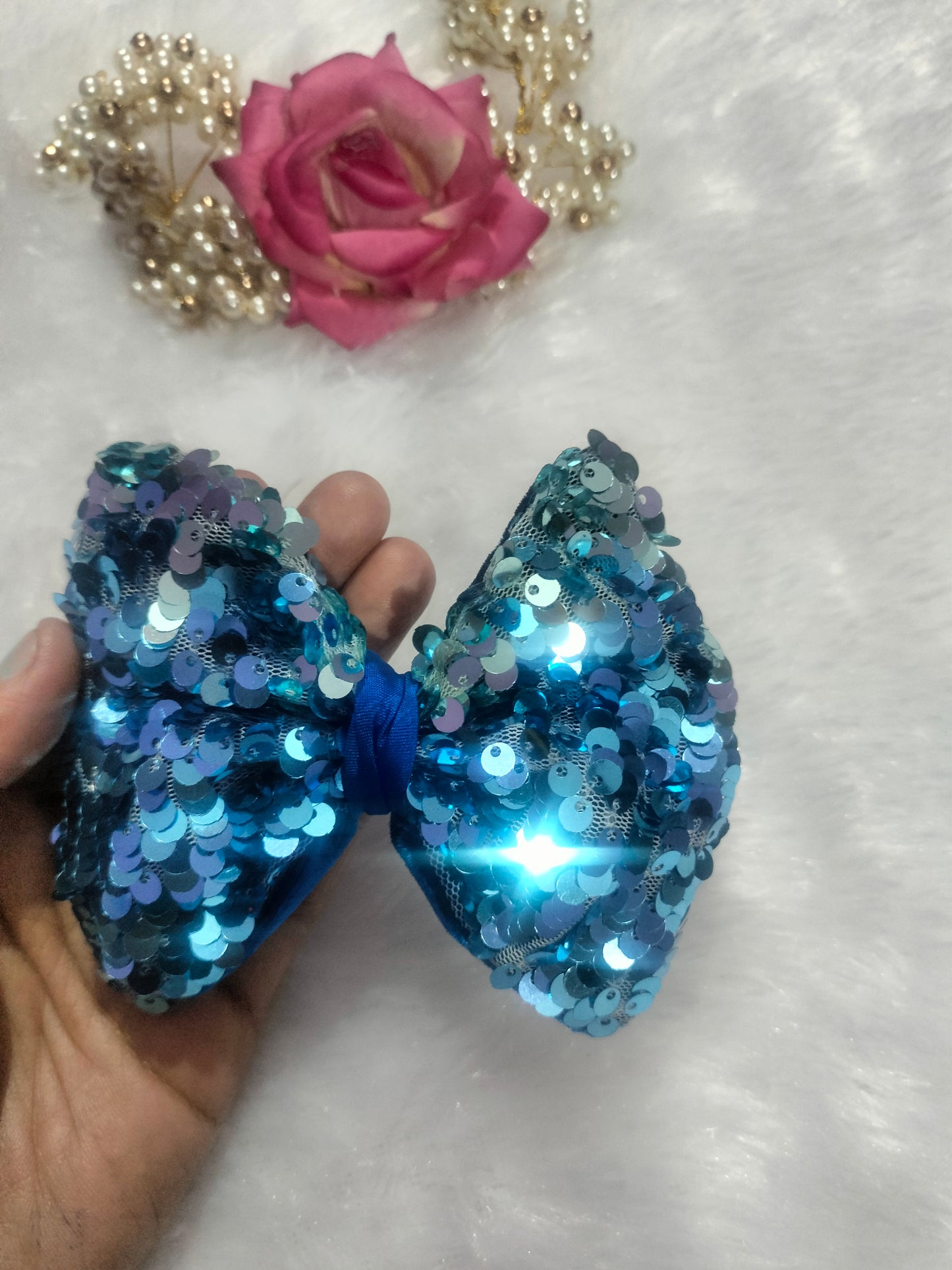 Shiny 💙 💙 Sequin Medium Hair Bow